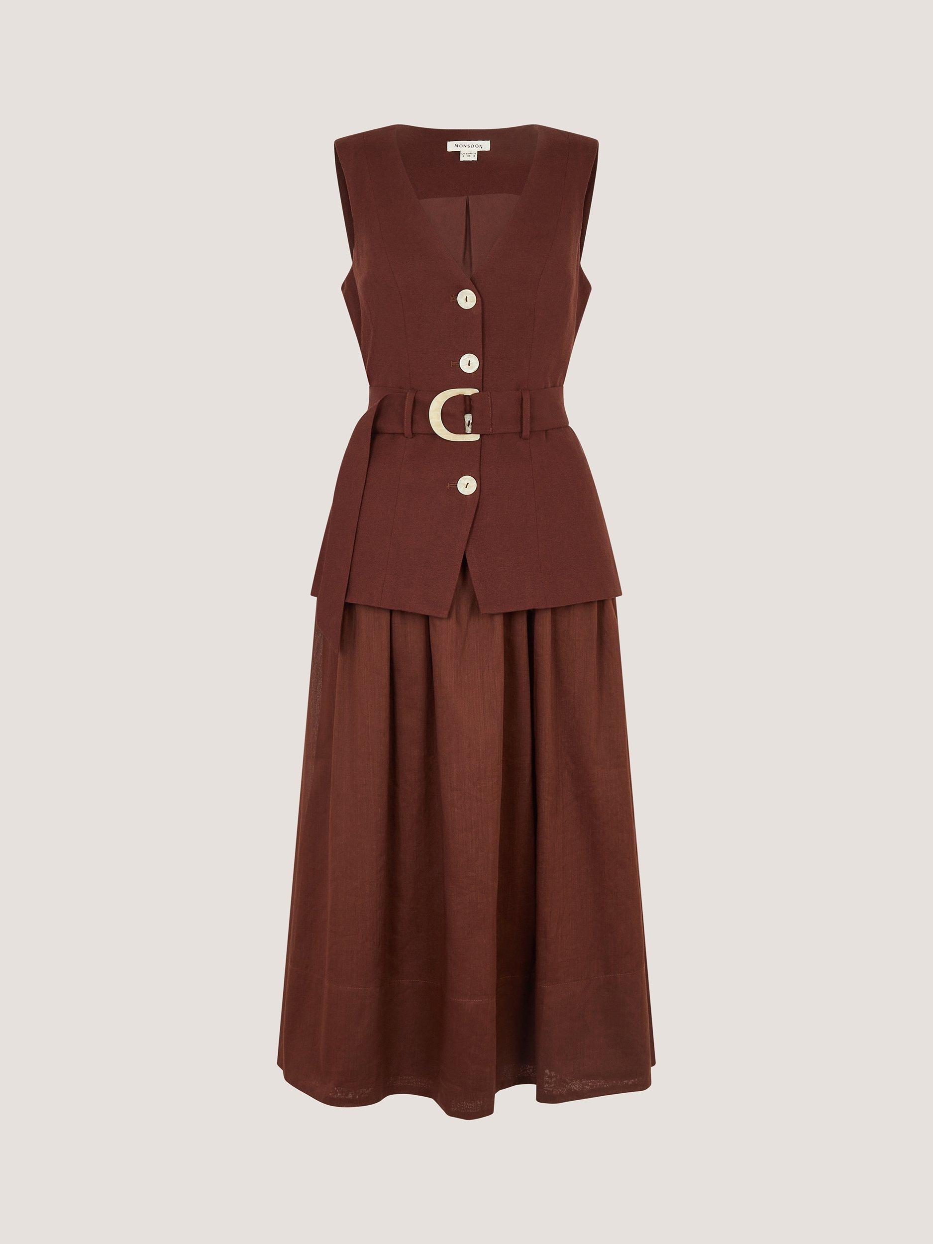 knee length dresses for ladies Linen Blend Belted Dress | Joe Browns