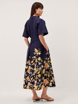 Monsoon Suri Floral Print Shirt Dress, Navy - view 2, Navy