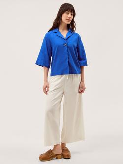 Monsoon Emily Linen Blend Shirt, Cobalt, Cobalt
