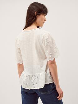 Monsoon Freya Fabric Mix Top, Ivory - view 2, Ivory