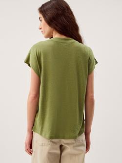 Monsoon Lucy Linen Blend T-Shirt, Khaki - view 2, Khaki