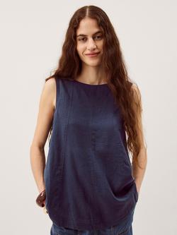 Monsoon Sammy Linen Rich Tank Top containing LENZING™ ECOVERO™ Viscose, Navy