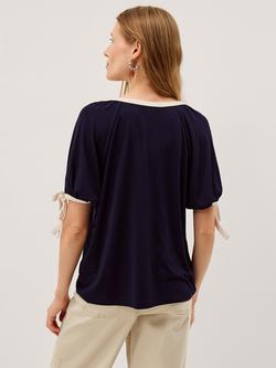 Monsoon Taylor Trim Jersey T-Shirt, Navy - view 2, Navy