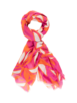 chesca Tropical Print Scarf, Fuchsia/Orange, Fuchsia/Orange
