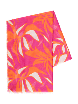 chesca Tropical Print Scarf, Fuchsia/Orange - view 2, Fuchsia/Orange