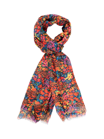 chesca Ditsy Floral Scarf, Orange/Multi, Orange/Multi