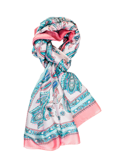 chesca Paisley Colour Block Scarf, Pink/Multi, Pink/Multi