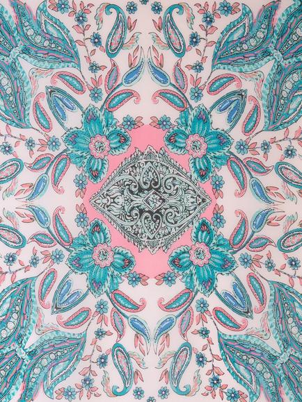chesca Paisley Colour Block Scarf, Pink/Multi - view 2, Pink/Multi