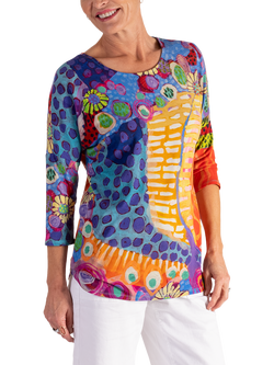 chesca Safari Print Batwing Top, Multi, Multi