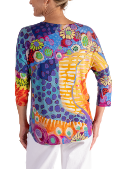 chesca Safari Print Batwing Top, Multi - view 2, Multi