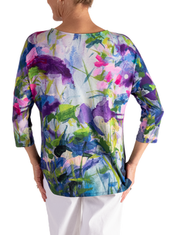 chesca Wild Flower Batwing Top, Purple/Multi - view 2, Purple/Multi