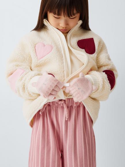 John Lewis Kids' Cat Flip Top Gloves, Pink - view 2, Pink