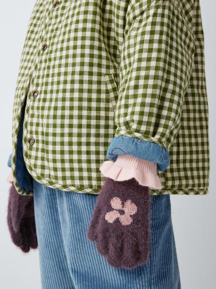John Lewis Kids' Floral Gloves, Purple - view 2, Purple