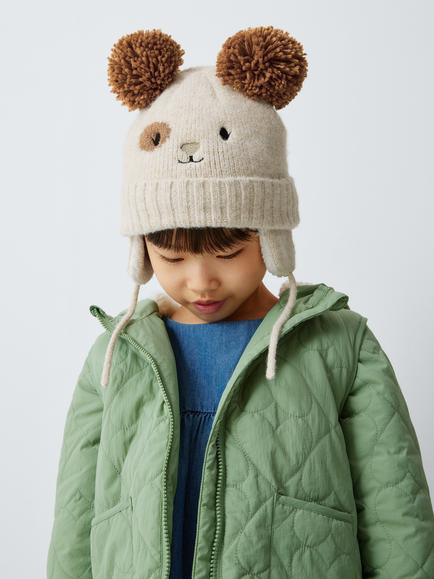 John Lewis Kids' Bear Beanie Hat, White, White