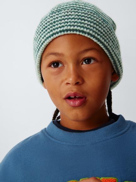 John Lewis Kids' Stripe Beanie Hat, Green, Green