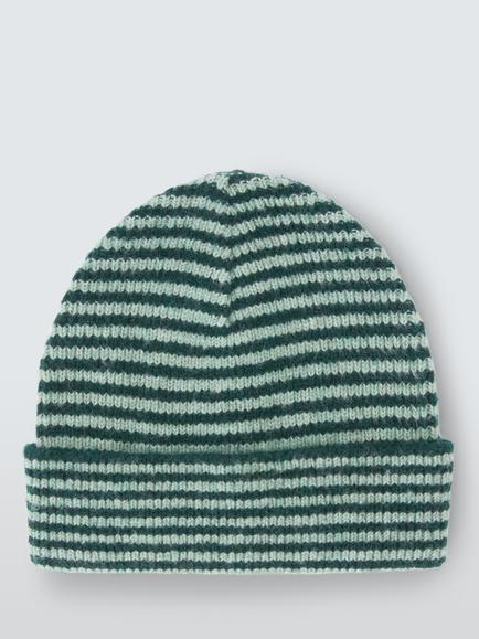John Lewis Kids' Stripe Beanie Hat, Green, Green