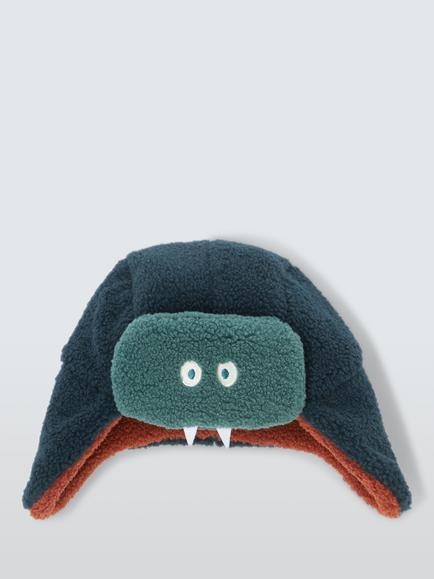 John Lewis Kids' Monster Trapper Hat, Blue - view 2, Blue