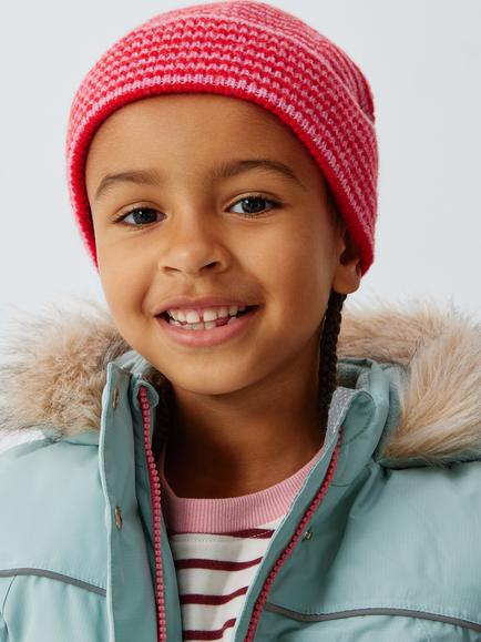John Lewis Kids' Stripe Beanie Hat, Pink, Pink