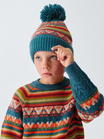 John Lewis Kids' Fair Isle Bobble Hat, Multi, Multi