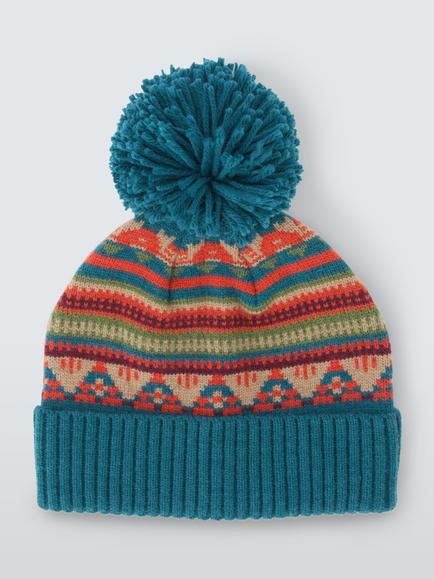 John Lewis Kids' Fair Isle Bobble Hat, Multi - view 2, Multi