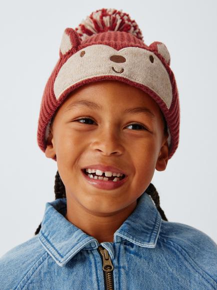 John Lewis Kids' Fox Bobble Hat, Orange, Orange