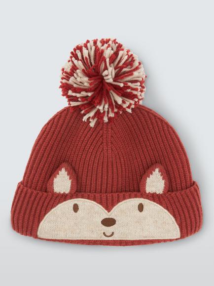 John Lewis Kids' Fox Bobble Hat, Orange - view 2, Orange