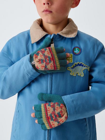 John Lewis Kids' Fair Isle Flip Top Gloves, Multi - view 2, Multi