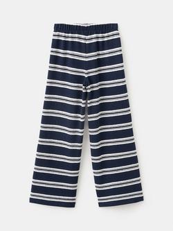 Mango Kids' Striped Knit Wide-Leg Lounge Trousers, Navy - view 2, Navy