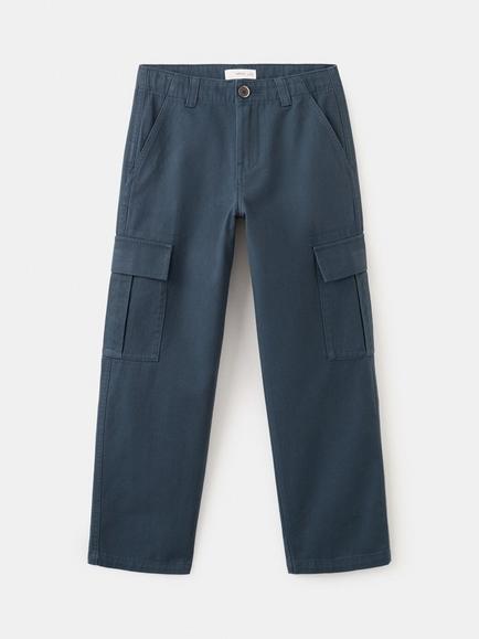 Mango Kids' Straight Fit Cargo Trousers, Navy, Navy