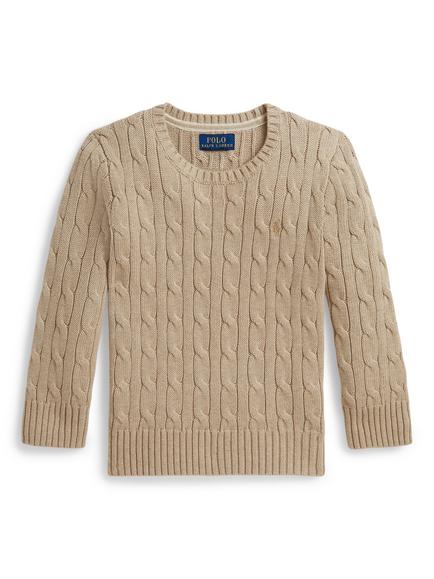 Ralph Lauren Kids' Cotton Cable Knit Jumper, Tan, Tan