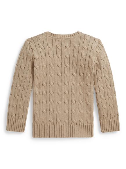 Ralph Lauren Kids' Cotton Cable Knit Jumper, Tan - view 2, Tan