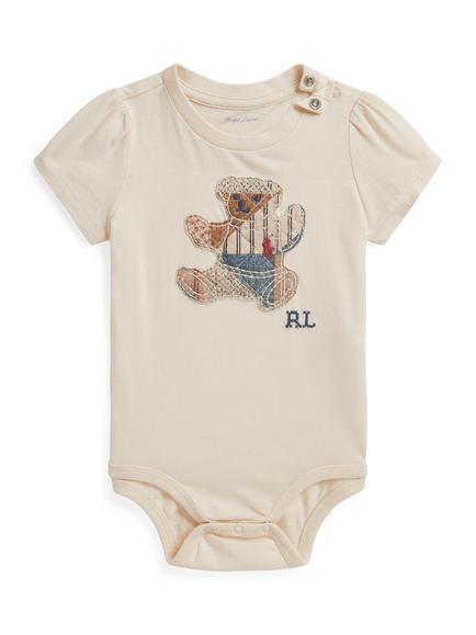 Ralph Lauren Baby Patchwork Polo Bear Bodysuit, Beige, Beige