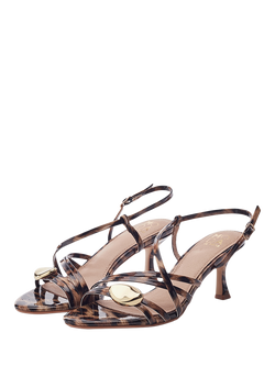 Moda in Pelle Maleni Patent Leather Print Kitten Heel Strappy Sandals, Black/Brown - view 2, Black/Brown