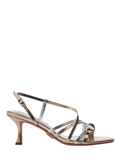 Moda in Pelle Maleni Patent Porvair Kitten Heel Strappy Sandals, Silver/Gold, Silver/Gold