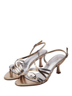 Moda in Pelle Maleni Patent Porvair Kitten Heel Strappy Sandals, Silver/Gold - view 2, Silver/Gold