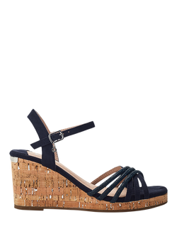 Moda in Pelle Nernie Porvair Wedge Heel Embellished Sandals, Navy, Navy