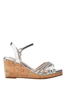 Moda in Pelle Nernie Leather Wedge Heel Embellished Sandals, Silver, Silver