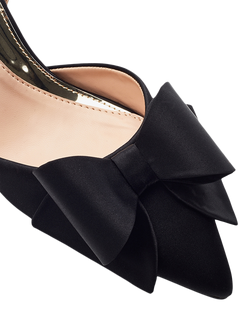 Moda in Pelle Nahara Satin Bow Detail Court Shoes, Black - view 2, Black