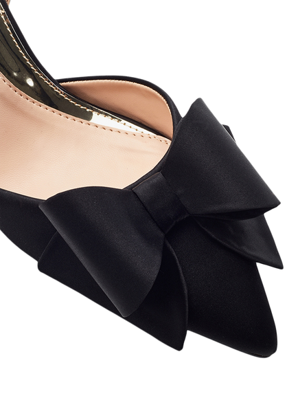 Moda in Pelle Nahara Satin Bow Detail Court Shoes, Black - view 2, Black