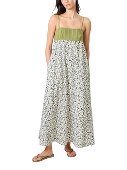 Traffic People Promise Floral Anglaise Maxi Dress, Green, Green