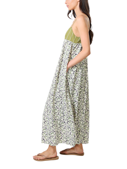 Traffic People Promise Floral Anglaise Maxi Dress, Green - view 2, Green
