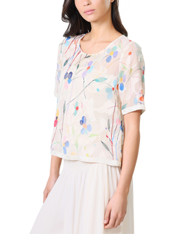 Traffic People Sass Sheer Floral Top, Cream, Cream