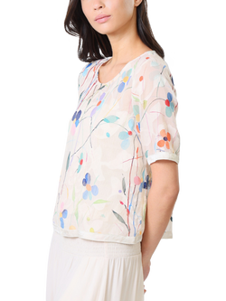 Traffic People Sass Sheer Floral Top, Cream - view 2, Cream