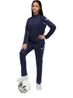 PUMA Kids' Long Sleeve Quarter-Zip Slim Top - view 2, Navy/White/Zen Blue