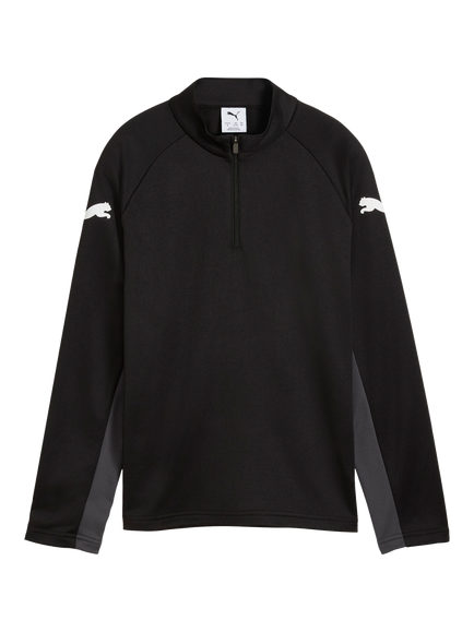 PUMA Kids' Long Sleeve Quarter-Zip Slim Top, Black/White/Gray