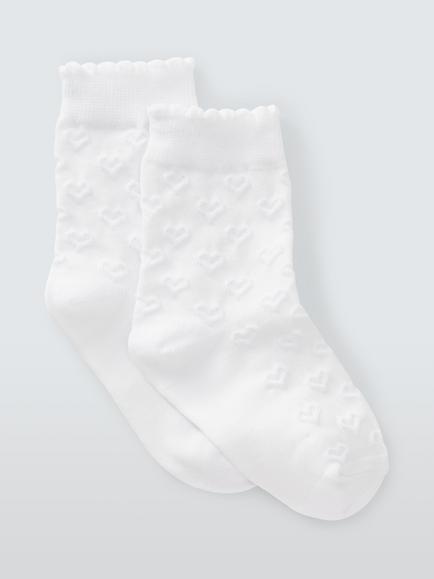 John Lewis Kids' Cotton Rich Heart Ankle Socks, Pack of 5, White