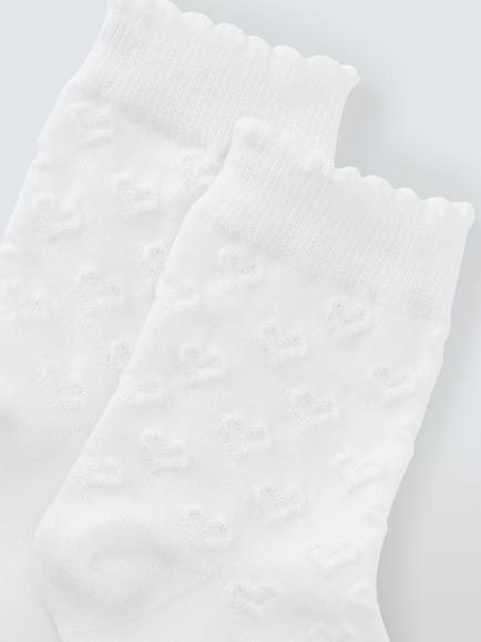 John Lewis Kids' Cotton Rich Heart Ankle Socks, Pack of 5 - view 2, White