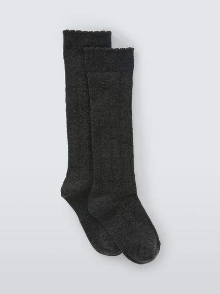 John Lewis Kids' Cotton Rich Heart Knee High Socks, Pack of 5, Charcoal, Charcoal