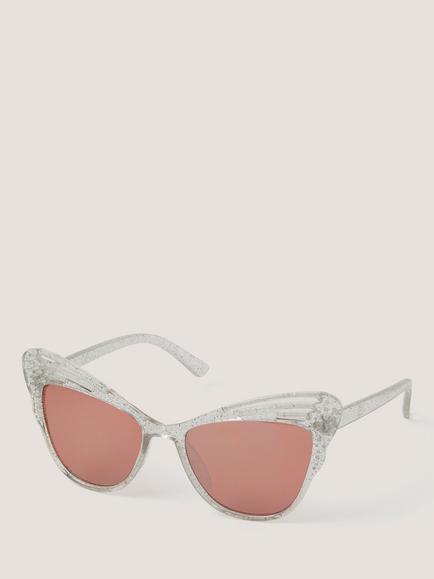 Monsoon Kids' Glitter Butterfly Sunglasses, Silver/Orange, Silver/Orange