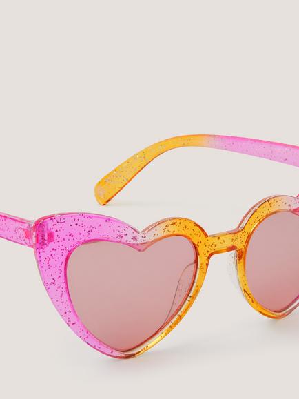 Monsoon Kids' Glitter Ombre Heart Sunglasses, Multi - view 2, Multi